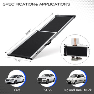 English Elm Foldable Aluminum Pet Ramp with Traction Mat and Pvc Grip for Cars Beds Couches W2181P228649