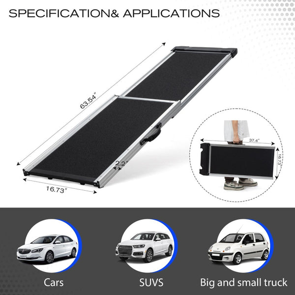 English Elm Foldable Aluminum Pet Ramp with Traction Mat and Pvc Grip for Cars Beds Couches W2181P228649