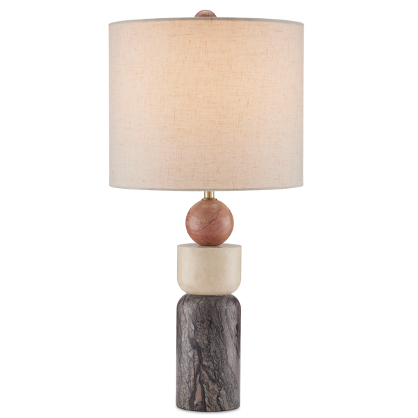 Moreno Table Lamp - Stunning Geometric Design in Rosa Cappuccino & Breccia Marble with Beige Shade