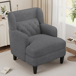 English Elm Christopher Knight Home® - Upholstered Teddy Fleece Armchair with Tufted Back, Contemporary Cozy Accent Seat for Living Room DARK GREY N763P193158R
