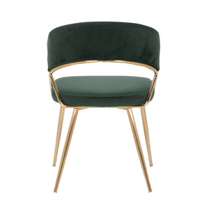 English Elm Jie Glam Dining Chair with Gold Metal Frame and Plush Velvet Upholstery — Set of 2, Stylish Green B202P223582