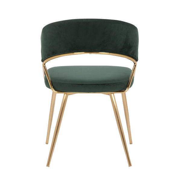 English Elm Jie Glam Dining Chair with Gold Metal Frame and Plush Velvet Upholstery — Set of 2, Stylish Green B202P223582