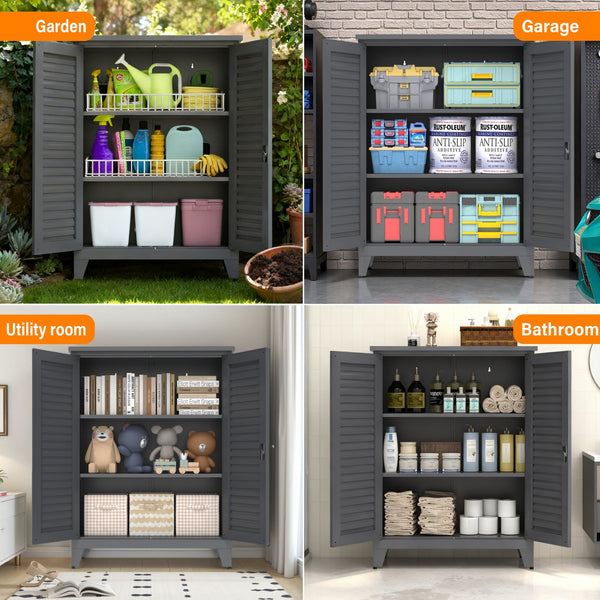 English Elm 47'' Heavy-Duty Metal Tool Storage Cabinet Slate - Space-Saving Wall Mount, Adjustable Shelves, Pegboard Organizer W3387P351632