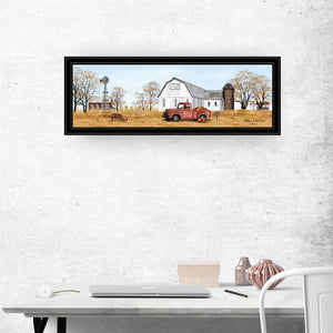 English Elm "autumn on Farm" Billy Jacobs Framed Wall Art Black Wood Rustic Pastoral Print B06785418