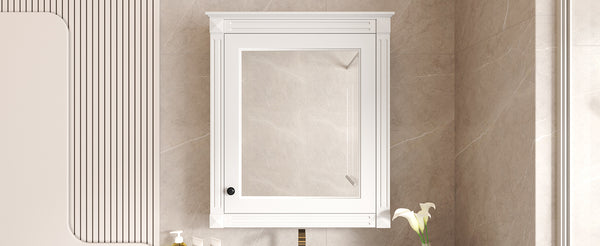 English Elm 24'' 24'' Wall Mounted Bathroom Mirror Cabinet with Adjustable Shelves, Space-Saving Modern Storage Solution White N710P195492K