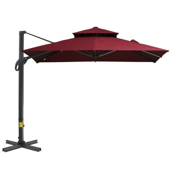 English Elm Outsunny 10Ft Offset Cantilever Patio Umbrella – Versatile Shade Solution With 360° Rotation & Tilt W2225P217598-GIGA