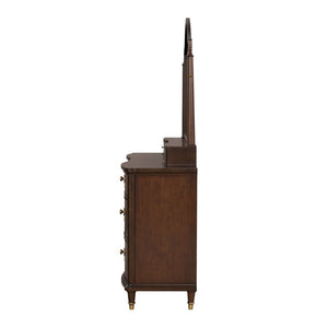 English Elm 1pc Transitional Wide Dresser Rubberwood Dark Cherry Finish Gold Legs Bedroom Storage B2741P446687