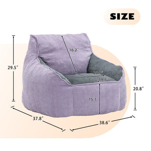 English Elm Giant Corduroy Bean Bag Sofa with Armrests Foam Filled Cozy Adult Lounge Chair Gray,Purple W2200P442803