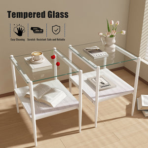 English Elm Coffee Table Set Of 3 – Modern Tempered Glass & Mdf End Tables For Stylish Living Room Decor W241S00050