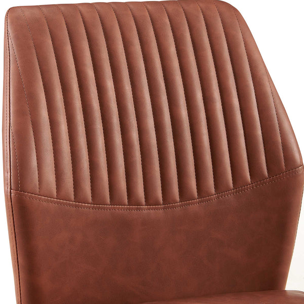 English Elm Brown PU Leather Dining Chairs Set of 4 — Modern Armless Faux Leather Side Chairs with Metal Legs, Upholstered Comfort for Kitchen, Dining, Office (4) W1164P195158