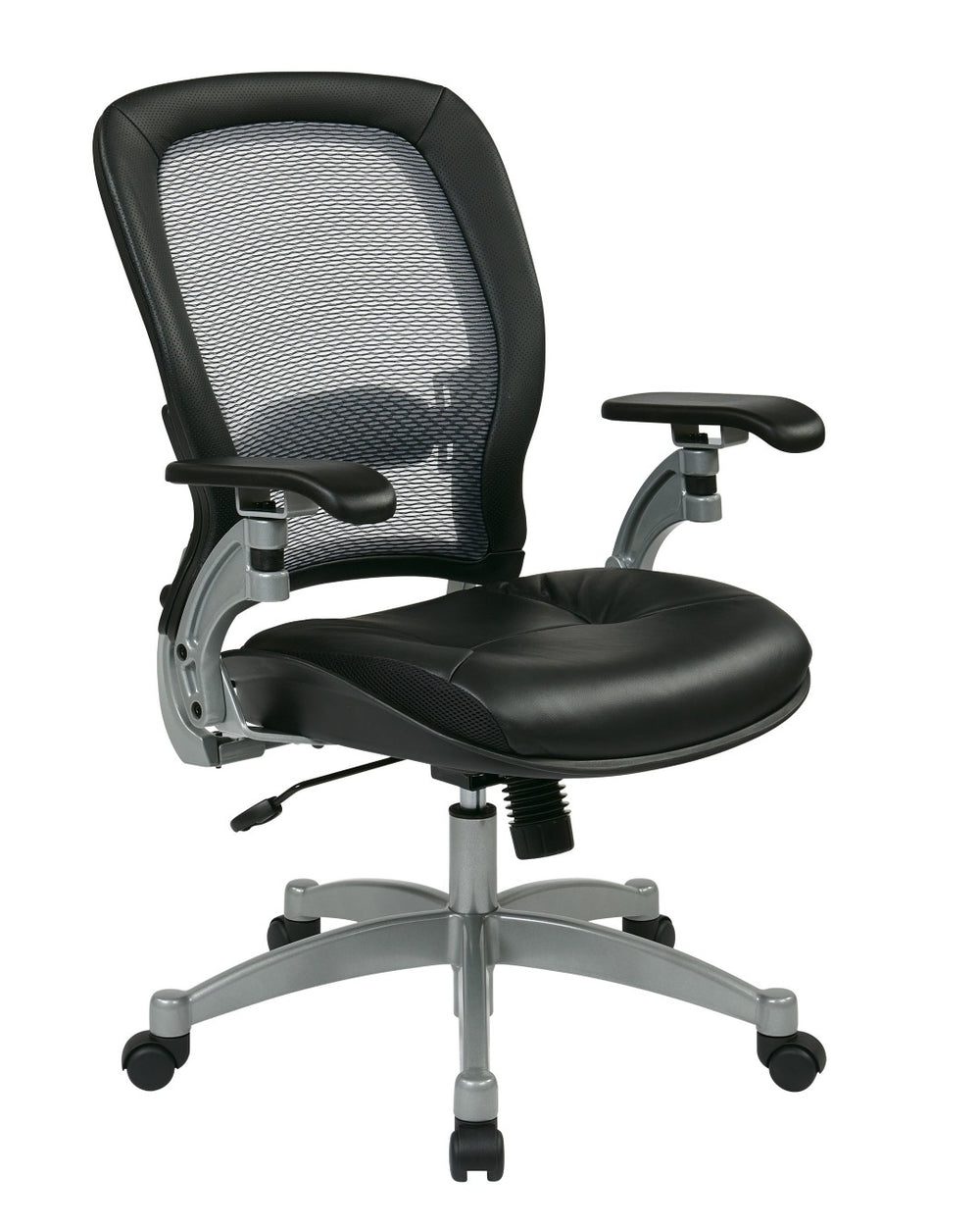 OSP Home Furnishings Professional Airgrid Mesh Back Executive Chair with Leather Seat and Lumbar Support 3680