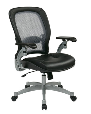 OSP Home Furnishings Professional Airgrid Mesh Back Executive Chair with Leather Seat and Lumbar Support 3680