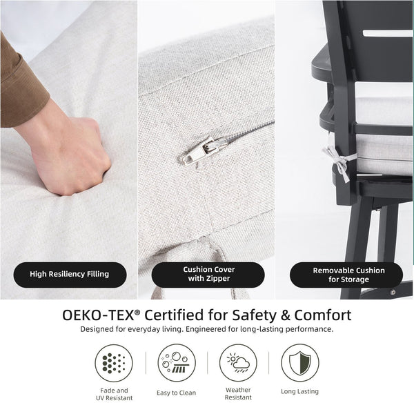 English Elm Modern Outdoor 5Pc Bar Set - Stylish Round Sintered Stone Table & 4 Swivel Chairs For Entertaining W1886S00023