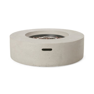English Elm Christopher Knight Home® - Outdoor 50,000 Btu Round Mgo Concrete Propane Fire Pit - Modern Light Grey Design For Cozy Gatherings 59240.00WHI-50K