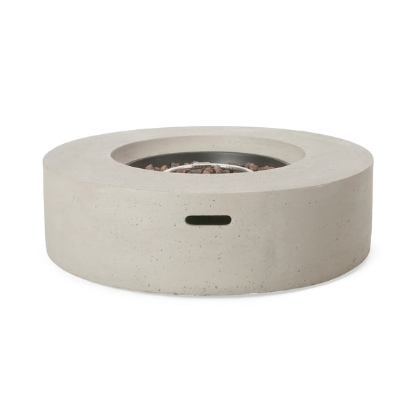 English Elm Christopher Knight Home® - Outdoor 50,000 Btu Round Mgo Concrete Propane Fire Pit - Modern Light Grey Design For Cozy Gatherings 59240.00WHI-50K