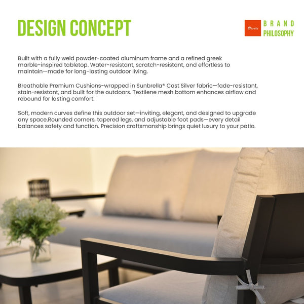 English Elm Modern Welded Aluminum Patio Bench Sofa with Sunbrella Cushion and Ergonomic Support W1886P428284