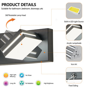 English Elm Modern Black Led Vanity Light - 6-Light Wall Sconce For Stylish Bathrooms, Energy-Efficient Design W1340P248798