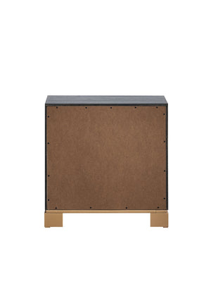 English Elm Kramer Two-drawer Nightstand Black Laminate Body Sculptural Gold Base Glam Bedside B078P497920