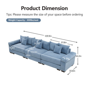English Elm 130" Oversized Cloud Modular Sectional Couch - Premium Corduroy 3-Seater With Ergonomic Design & Comfort W714S01350
