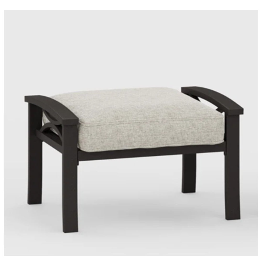 English Elm Set of 2 Outdoor Steel Ottomans with Water Repellent Cushions for Patio or Deck Black+ Gray B082P455156
