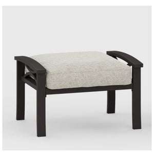 English Elm Set of 2 Outdoor Steel Ottomans with Water Repellent Cushions for Patio or Deck Black+ Gray B082P455156