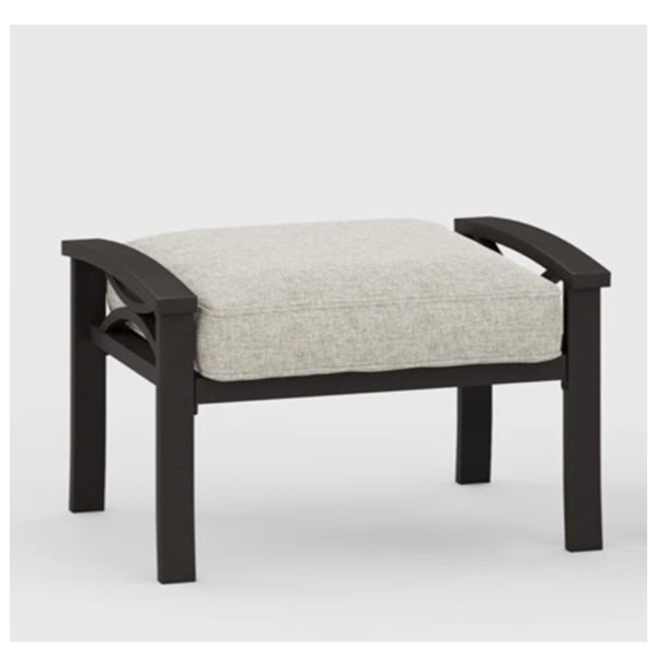 English Elm Set of 2 Outdoor Steel Ottomans with Water Repellent Cushions for Patio or Deck Black+ Gray B082P455156