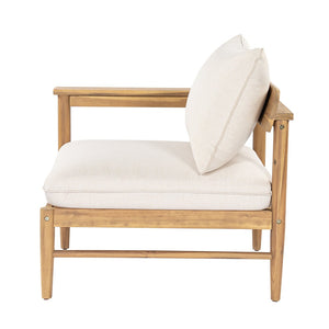 English Elm Terassi Solid Acacia Patio Sofa with Teak Finish and Beige Weather Resistant Cushions N775P372828T