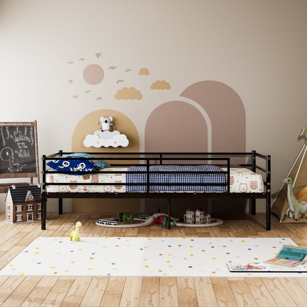 English Elm Bunk Bed Twin Over Heavy Duty Iron Frame with Guardrail for Teens and Adults W3752P464507