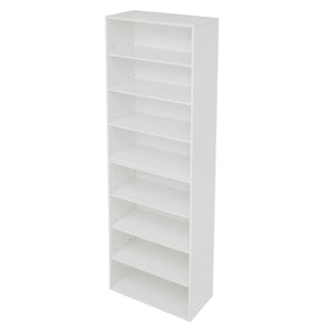 English Elm CD MDF 8-Tier Media Cabinet with Adjustable Shelves, 71" Tall Sturdy Storage for Home Office Display and Organization White W2972P333111