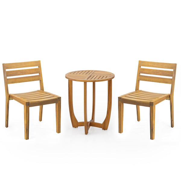 English Elm Christopher Knight Home® - Outdoor 3-Piece Acacia Wood Dining Set With Teak Finish – Perfect For Small Patios & Cozy Spaces! N773P198003T2_57522.00