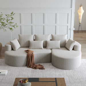 English Elm Modern Chenille Cloud Sectional Sofa Deep Curved 4 Seat Modular Couch for Living Room W834S00489
