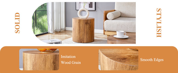 English Elm The Stylish Cylindrical Table - Versatile Coffee Table, Dining Surface, Or Compact Workbench Design W1151P200298-GIGA