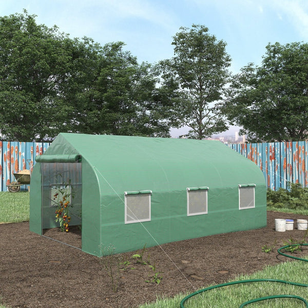 English Elm Outsunny Walk-in Tunnel Greenhouse Steel Frame Pe Cover Mesh Vents Garden Grow Shelter W2225P200412