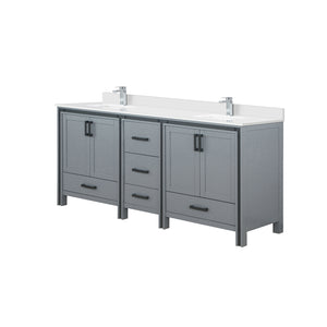English Elm Dark Grey Double Bath Vanity With White Quartz Top, Faucet Set & Ample Storage For Modern Spaces B2731P260650