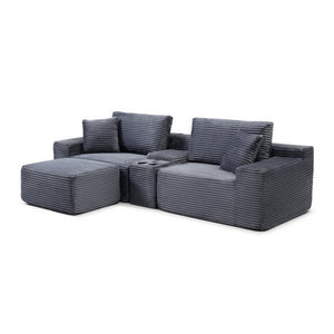 English Elm 108'' Modular Corduroy Sectional Cloud Sofa Bed with Deep Seat and Flexible Layout W1117S00359