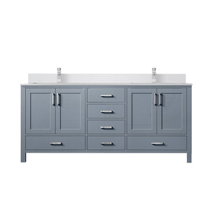 English Elm Dark Grey Double Bath Vanity 60" W x 22" D with White Quartz Top, Soft-Close Storage & Chrome Faucet Set B2731P259078