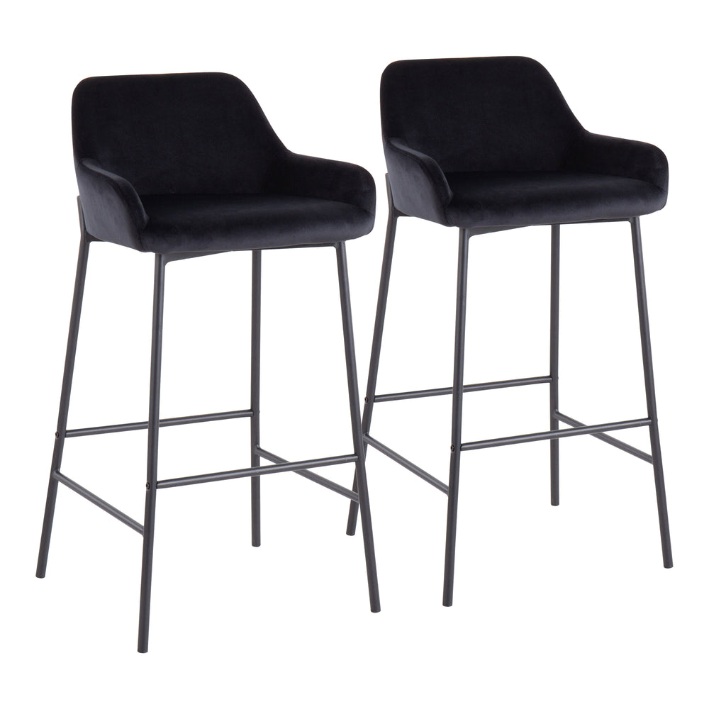 English Elm Daniella Industrial Bar Stools Set Of 2 - Plush Black Velvet & Sturdy Metal Frame For Modern Spaces B202S00538
