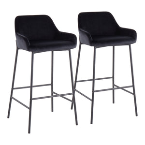 English Elm Daniella Industrial Bar Stools Set Of 2 - Plush Black Velvet & Sturdy Metal Frame For Modern Spaces B202S00538