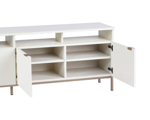 Sunpan Ambrose Modular Media Console & Cabinet - Elegant Oak Design with Stylish Soft Close Doors Champagne Gold / Cream