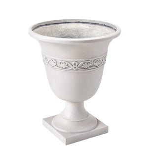 English Elm Classic Handcrafted Outdoor Planter Sculptural Fiberglass Patio Garden Urn for Entryways Antique White N772P406699W
