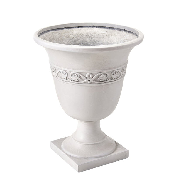 English Elm Classic Handcrafted Outdoor Planter Sculptural Fiberglass Patio Garden Urn for Entryways Antique White N772P406699W