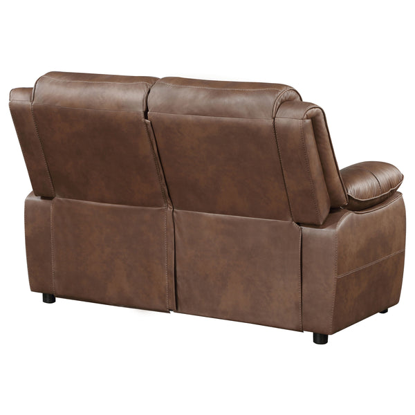 English Elm Worthington Dark Brown Padded Arm Loveseat — Plush Faux Leather Pillowtop Arms for Ultimate Comfort 92 B062P354080