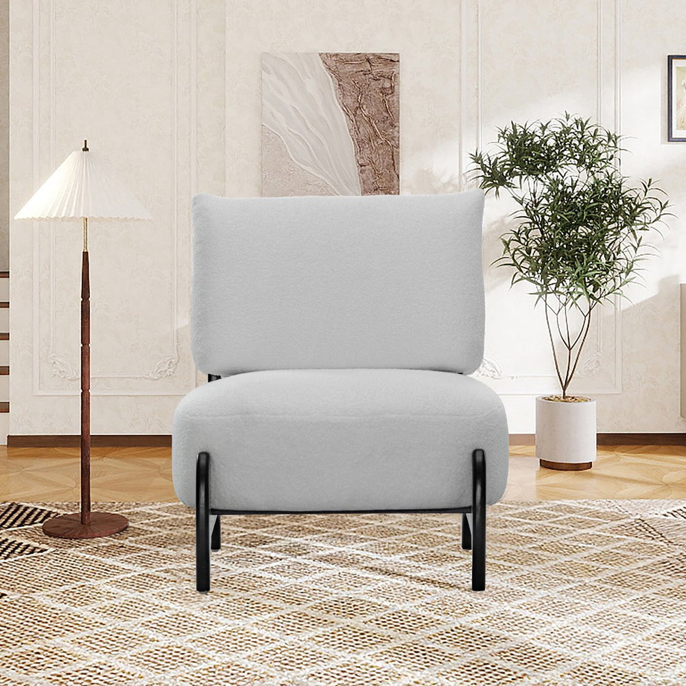 English Elm Solid teddy fleece leisure chair with rubberwood frame, durable comfort for living room & bedroom retreats W2941P294317