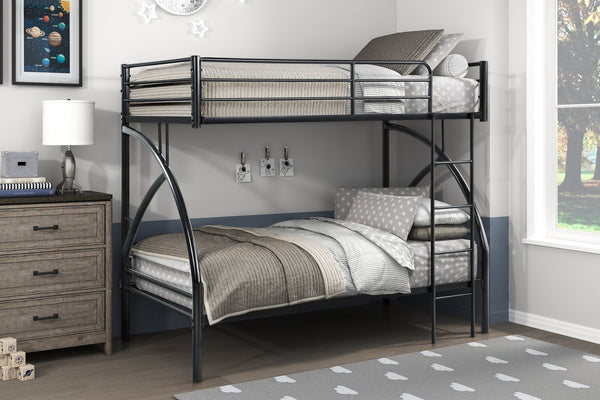 English Elm Black Metal Twin-Over-Twin Bunk Bed with Modern Lines, Sturdy Frame, Space-Saving Design for Kids Black 76.25 L x 45.25 W x 7.75 H B011P248589