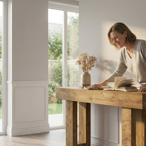 English Elm 63'' Farmhouse Console Table Rustic Wood Grain Sofa for Entryway or Hallway W3204P401255