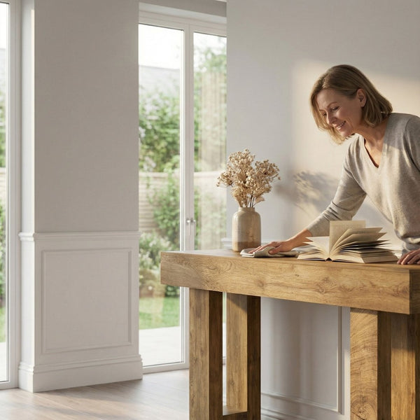 English Elm 63'' Farmhouse Console Table Rustic Wood Grain Sofa for Entryway or Hallway W3204P401255