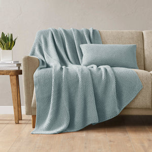 JLA Home INK+IVY - Oblong Knit Pillow Cover with Hidden Zipper — Ultra-Soft Acrylic Texture for Cozy Cottage Style Light Blue II21-1302
