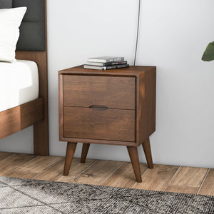 English Elm Ashcroft Furniture - Alexandra Mid-Century Modern Night Stand – Solid Walnut Brown 2-Drawer Bedside Table, Compact Storage Elegance B183P231815