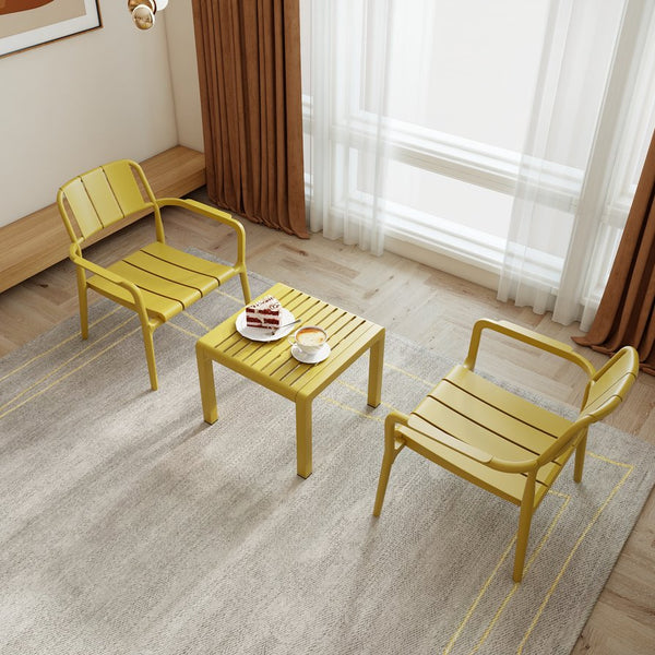 English Elm 2-Piece Yellow Polypropylene Seating Set With Coffee Table – Stylish Indoor/Outdoor Furniture Solution! W3450P323332