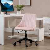 English Elm Vinsetto Mid-Back Office Chair, Velvet Fabric Swivel Scallop Shape Computer Desk Chair For Home Office Or Bedroom, Pink